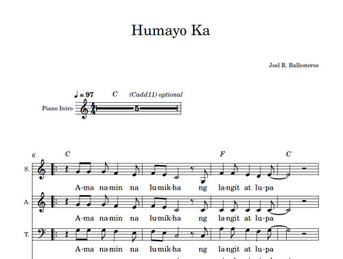 Humayo Ka :: Pangwakas na Awit Sheetmusic